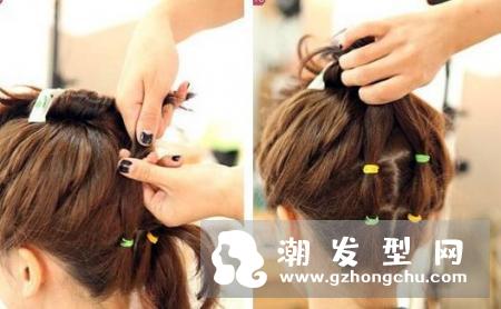 短发扎成丸子头的方法 还是步骤图解