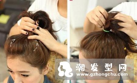 短发扎成丸子头的方法 还是步骤图解