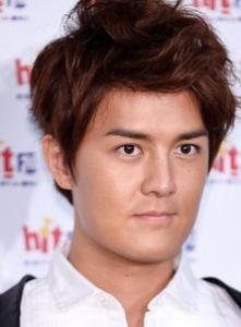 瓜子脸男人两侧短后梳蓬松烫发发型