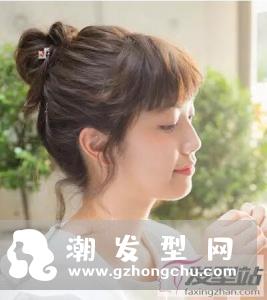 有刘海的发型扎法 适合当伴娘的齐刘海花苞头扎发