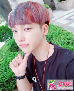 韩式男生染发设计 胭脂蓝锈红樱桃色