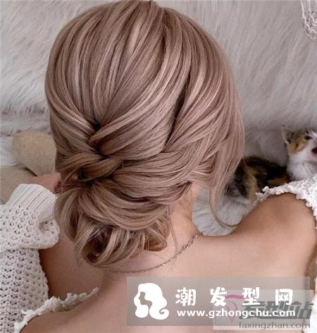 长发女生淑女盘发发型 欧式优雅宴会妆盘发