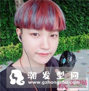 韩式男生染发设计 胭脂蓝锈红樱桃色