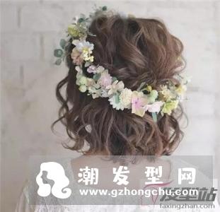 鲜花头饰新娘发型图片 浪漫程度不是一般的美