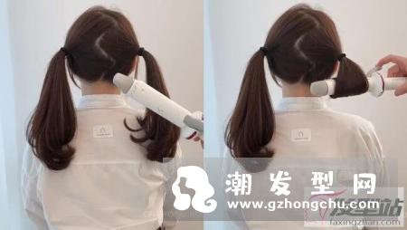 超简单双马尾卷出温柔内弯方法 发尾绝美C字卷度秒变韩国小姐姐