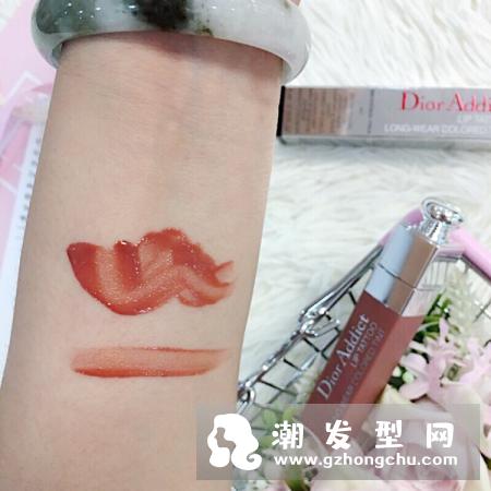 迪奥421染唇液试色效果图 奶茶橘色就是这样美