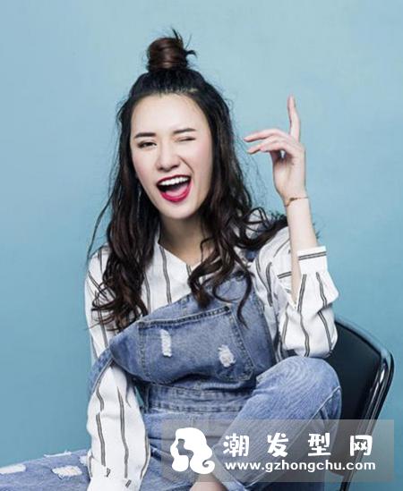 无刘海半丸子头怎么扎 适合长发吗