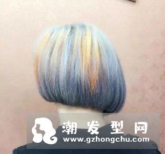 斜后切短发头发图片 要搭配浅紫色深紫色闷青色