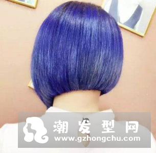 斜后切短发头发图片 要搭配浅紫色深紫色闷青色