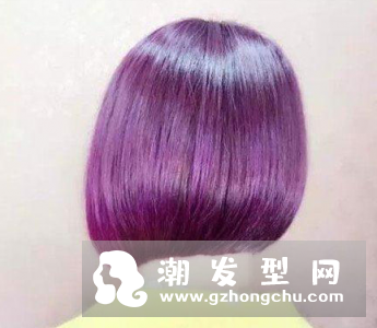 斜后切短发头发图片 要搭配浅紫色深紫色闷青色