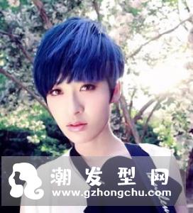 蓝色妖姬短发图片 长短发对比图