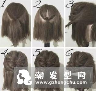 齐肩短发扎发图片教程 简约却不失可爱感扎法超简单